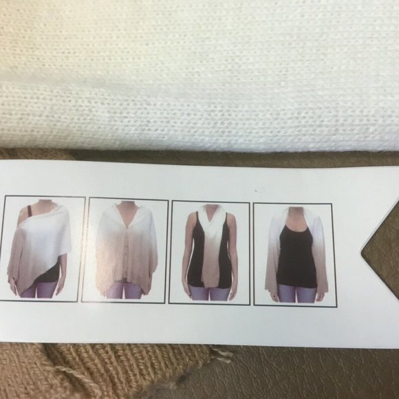 Cruise Club 4 way Ombre Cardishawl Tan Cream Poncho Cape Women OS Flannel - Picture 4 of 7